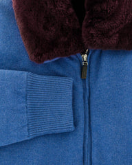 Svevo Parma Blue Solid Cashmere Fur Jacket - (475) - Parent