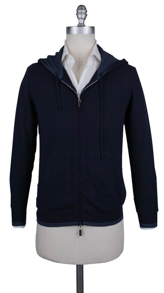 Svevo Parma Navy Blue Wool Hooded Sweater - Full Zip - (495) - Parent