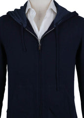 Svevo Parma Navy Blue Wool Hooded Sweater - Full Zip - (495) - Parent