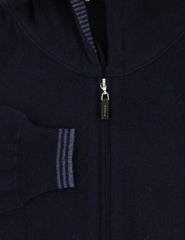 Svevo Parma Navy Blue Wool Hooded Sweater - Full Zip - (495) - Parent