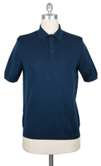 $600 Svevo Parma Navy Blue Solid Cotton Polo - (SV9302612) - Parent