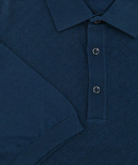 $600 Svevo Parma Navy Blue Solid Cotton Polo - (SV9302612) - Parent