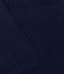 $450 Svevo Parma Dark Blue Cotton Crewneck Sweater - (SV930262) - Parent