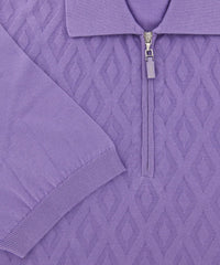 $600 Svevo Parma Purple Argyle Cotton Polo - (SV9302614) - Parent