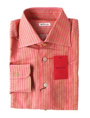Kiton Pink Striped Cotton Shirt - Slim - 15/38 - (KT423225)