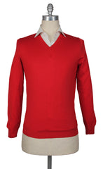 Svevo Parma Red Cashmere Blend V-Neck Sweater - S/48 - (SV10192211)