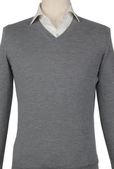 Svevo Parma Gray Cashmere Blend V-Neck Sweater - (SV10192210) - Parent