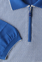 Svevo Parma Blue Fancy Cotton Blend Polo - (SV392215) - Parent