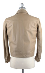 Cesare Attolini Beige Leather Jacket - Zipper Front - 40/50