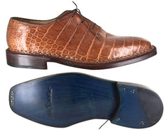 Sutor Mantellassi Caramel Brown Crocodile Shoes - Lace Up - 9.5/42.5