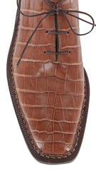 Sutor Mantellassi Caramel Brown Crocodile Shoes - Lace Up - 9.5/42.5