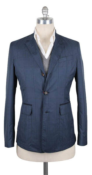 Luciano Barbera Blue Plaid Jacket - 40/50 - (111064/35133/88)