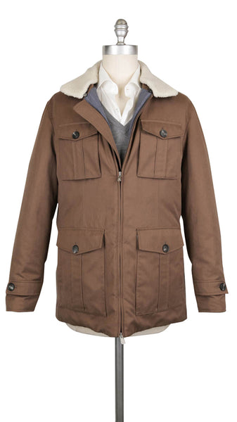 Brunello Cucinelli Brown Solid Winter Jacket - (602) - Parent