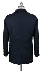 Barba Napoli Navy Blue Polyester Solid Jacket - (AUC39I425837) - Parent