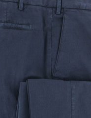 Barba Napoli Navy Blue Solid Cotton Blend Pants - Slim - (419) - Parent