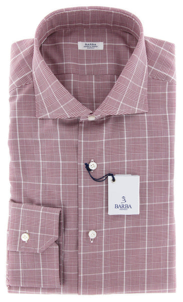 Barba Napoli Burgundy Red Plaid Shirt - Slim - 14.5/37 - (D2U13T178)