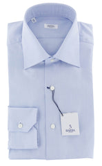 Barba Napoli Light Blue Soild Cotton Shirt - Slim - 15/38 - (800)