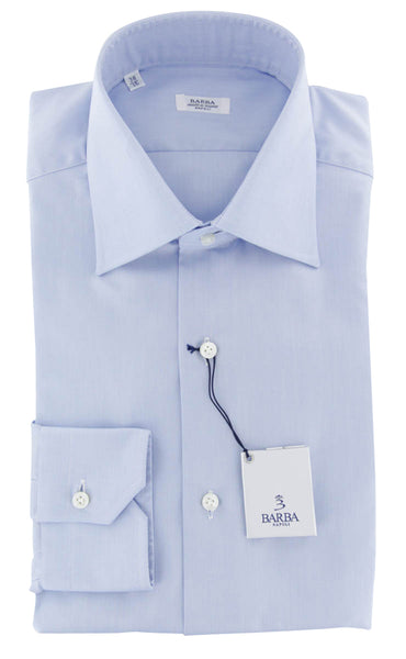Barba Napoli Light Blue Soild Cotton Shirt - Slim - (800) - Parent