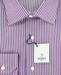 Barba Napoli Purple Striped Shirt - Slim - 15/38 - (D2U10T330017)