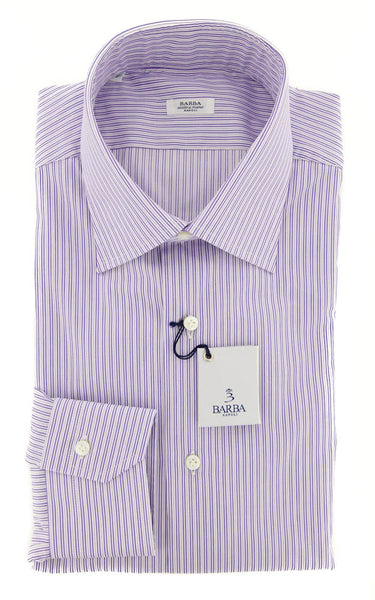 Barba Napoli Purple Striped Shirt - Slim - 15/38 - (D2U10T341906)