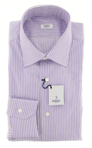 Barba Napoli Purple Striped Shirt - Slim - 15.75/40 - (D2U10T341906)