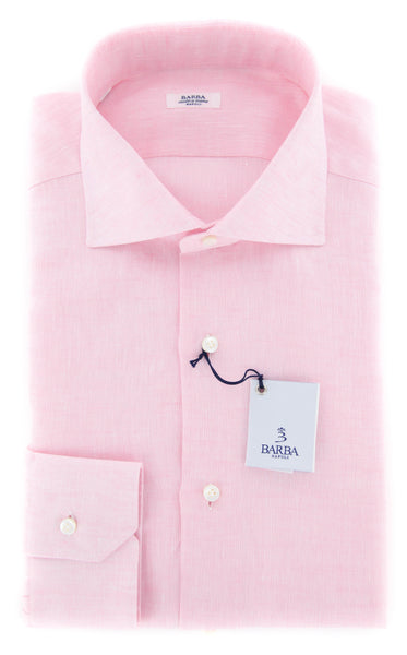 Barba Napoli Pink Solid Shirt - Slim - 14.5/37 - (D2U13T381008)