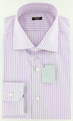 Barba Napoli Lavender Purple Striped Shirt - Extra Slim Fit - 17.5/44