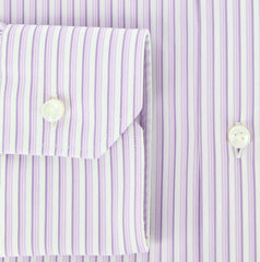 Barba Napoli Lavender Purple Striped Shirt - Extra Slim Fit - 17.5/44
