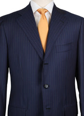 Cesare Attolini Navy Blue Wool Blend Striped Suit - (CA810171) - Parent