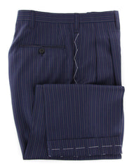 Cesare Attolini Navy Blue Wool Blend Striped Suit - (CA810171) - Parent