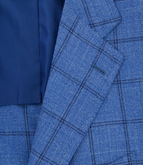 Cesare Attolini Blue Window Pane Sportcoat - (CAGUJ35A31) - Parent