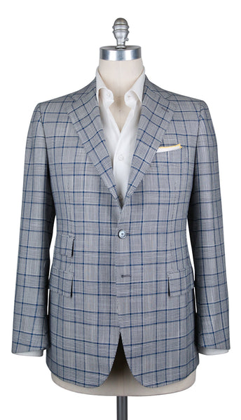 Cesare Attolini Light Gray Plaid Sportcoat - (CAM321126217) - Parent