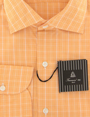 Finamore Napoli Orange Plaid Cotton Shirt - Slim - (WG) - Parent