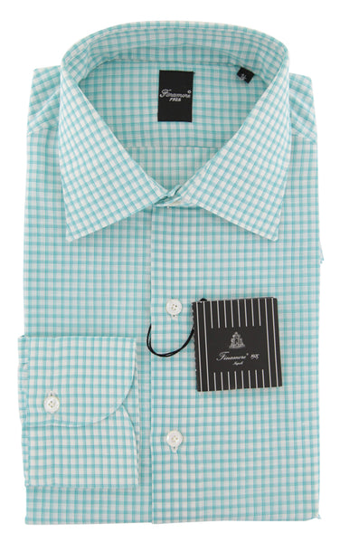 Finamore Napoli Turquoise Check Shirt - Extra Slim - (WV) - Parent