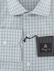 Finamore Napoli Turquoise Check Cotton Shirt - Extra Slim - (WT) - Parent