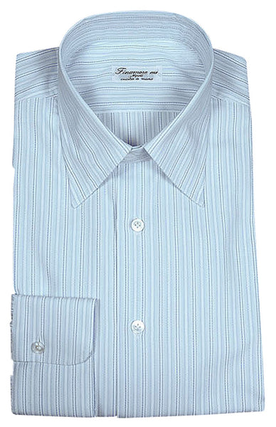 Finamore Napoli Light Blue Striped Cotton Shirt - Slim - (FN155) - Parent