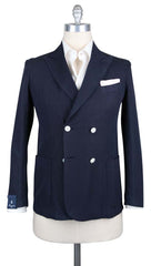 Finamore Napoli Navy Blue Cotton Solid Sportcoat - 40/50 - (FNSPCTX1)
