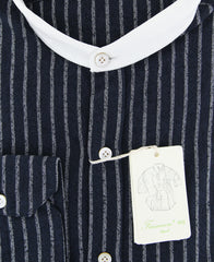 Finamore Napoli Midnight Navy Blue Striped Shirt - X Slim - (FNFUJI1) - Parent