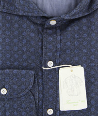Finamore Napoli Navy Blue Melange Shirt - Extra Slim - (FNFUJIDAVZ1) - Parent