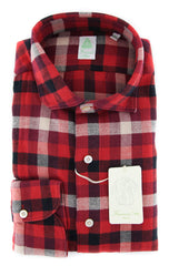Finamore Napoli Red Check Shirt - Extra Slim - 16.5/42 - (FN830176)