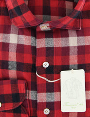 Finamore Napoli Red Check Shirt - Extra Slim - (FN830176) - Parent