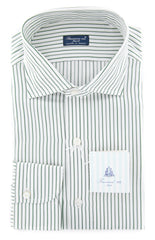 Finamore Napoli Green Striped Shirt - Slim - 15.75/40 - (31LAN81019002)