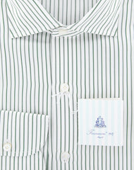 Finamore Napoli Green Striped Shirt - Slim - 15.75/40 - (31LAN81019002)