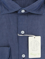 Finamore Napoli Navy Blue Shirt - Extra Slim - S/S - (26SEN01163908)