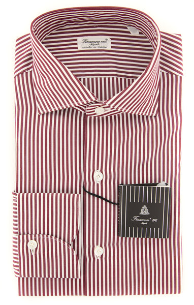 Finamore Napoli Burgundy Red Striped Shirt - Extra Slim - (2018022322) - Parent
