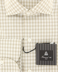 Finamore Napoli Beige Check Shirt - Extra Slim - (FN-MIL810166) - Parent