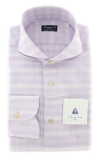 Finamore Napoli Lavender Plaid Shirt - Slim - (FN920173) - Parent