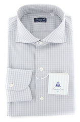 Finamore Napoli Light Gray Check Shirt - Slim - 15.75/40 - (FN35103)