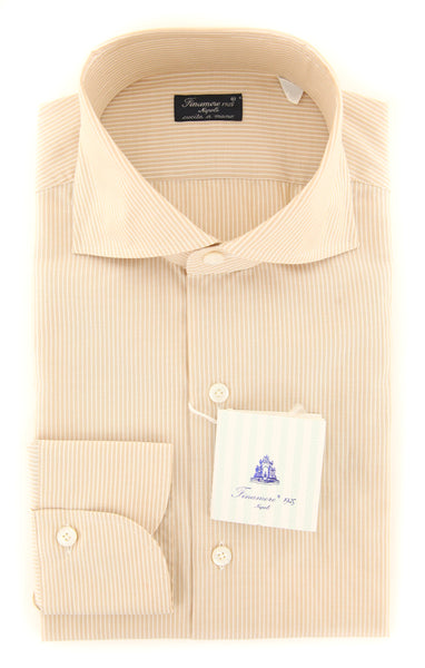 Finamore Napoli Light Brown Striped Shirt - Slim - (201803147) - Parent