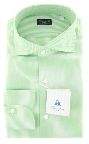 Finamore Napoli Light Green Striped Shirt - Slim - (2018030123) - Parent